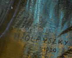 Olavszky jelzéssel: Vöröshajú lány portréja, pasztell, karton, 61×42 cm