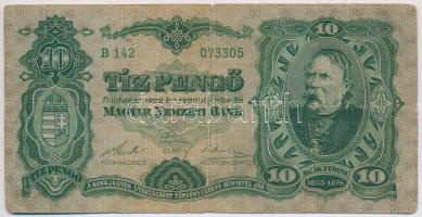 1929. 10P T:III kis szakadás, ly. Hungary 10 Pengő C:F small tear, hole Adamo P8