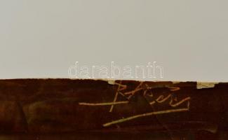 Jelzés nélkül: Piros masnis lány, olaj, papír, sérült, 46×33,5 cm