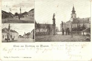 Kirchberg am Wagram, Blick auf die Strasse mit Denkmälern. Verlag A. Burgstaller / street view with monuments (EK)