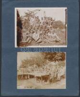 cca 1940 Magyar katonák csoportképei, 7 db, löveggel, M. Kir. Honvéd Gyakorló táborban, kartonra rag...