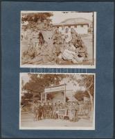 cca 1940 Magyar katonák csoportképei, 7 db, löveggel, M. Kir. Honvéd Gyakorló táborban, kartonra rag...