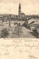 Stockerau, Rathausplatz, Stadt-Pfarrkirche, Dreifaltigkeitssäule / town hall square, church, monument