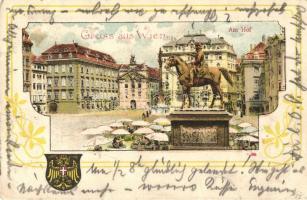 Vienna, Wien; Am Hof / market, monument, coat of arms, Art Nouveau, litho (EK)