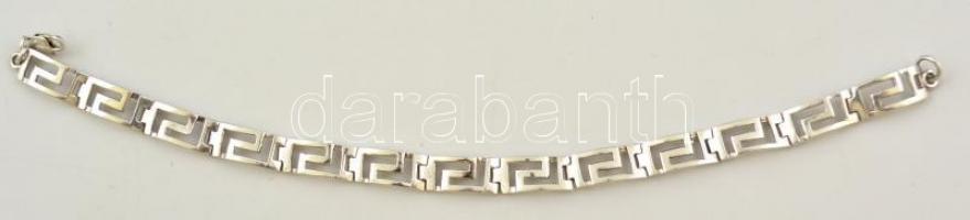 Ezüst(Ag) meandermintás karkötő, jelzett, h: 19 cm, nettó: 7,6 g