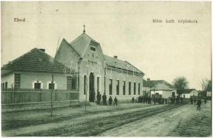 Ebed, Obid; Római katolikus népiskola, utcakép / Roman Catholich school, street (EK)