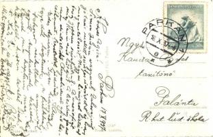 Párkány, Stúrovó; utcakép az esztergomi Bazilikával, gyógyszertár / street view with pharmacy