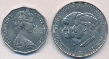 Vegyes: Ausztrália 1981. 50c Cu-Ni "Károly herceg és Lady Diana esküvője" + Nagy-Britannia...