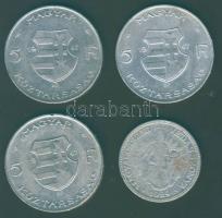 1929. 2P Ag T:3 + 1947. 5Ft Ag "Kossuth" (3x) T:2