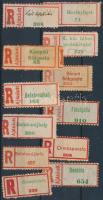 12 db ritka ajánlási ragjegy (Horthyliget, M. kir. tábori postahivatal 435 stb.)