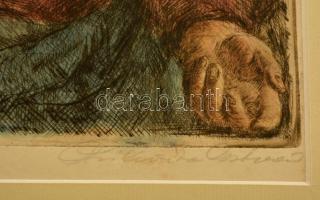 Prihoda István (1891-1956): Krisztus. Színezett rézkarc, papír, jelzett, 33×24 cm