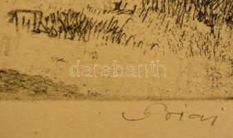 Biai-Föglein István (1905-1974): Vízpart. Rézkarc, karton, jelzett, 24×29 cm