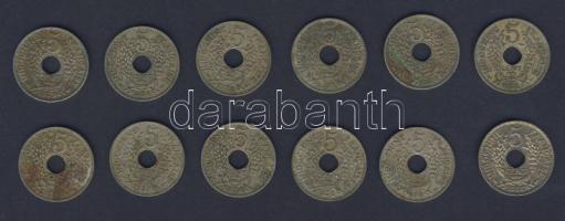 Francia-Indokína 1938-39. 5c (12x) T:2,3