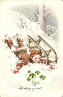 10 db főleg RÉGI gyerek motívumlap, vegyes minőség / 10 mostly pre-1945 children art postcards, mixe...