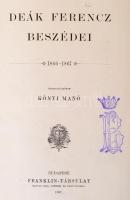 Deák Ferencz beszédei 1866-1867. Szerk.: Kónyi Manó. Bp., 1897, Franklin. Kissé kopott félbőr kötésben, egyébként jó állapotban.