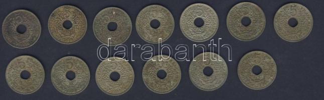 Francia-Indokína 1938-39. 5c (13x) T:2,3