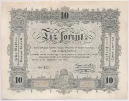 1848. 10Ft Kossuth Bankó hátlapi szövegben BÖRTÖNÖZTETÉSSEL második ö betűn csak egy pont T:restaurált
