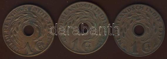 Holland Kelet-India 1937-45. 1c (3x) T:2,3