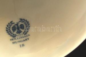 Hollóházi porcelán csengő, virágokkal díszített, szolidan aranyozott, jelzett, m: 10,5 cm