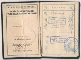 1942 Magyar Királyi Légügyi Hivatal repülő szakorvosi vizsgálati könyvecskéje