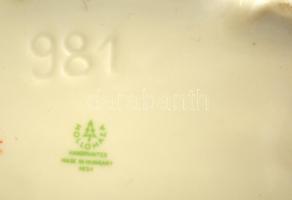 Hollóházi kétágú gyertyatartó, kézzel festett, jelzett, hibátlan, m:15 cm, h:15 cm / Hollohaza porce...