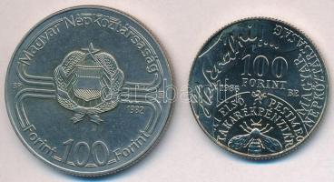 1980. 100Ft Ni "Szovjet-magyar közös űrrepülés" eredeti plombált MNB plasztiktokban + 1982...
