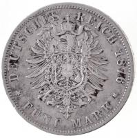 Német Államok / Poroszország 1876B 5M Ag "I. Vilmos" (27,46g) T:2-,3 ph. 
German States /...