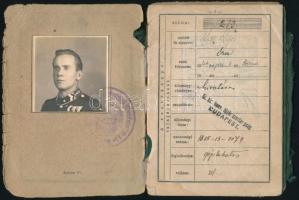 1943 Bp., Zsoldkönyv, egyben személyazonossági igazolvány, fényképpel