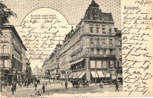 Budapest V. Kossuth Lajos utca, Sternberg zenekonzervatóriuma, üzletek, Divald Károly 212. sz. (ázott sarok / wet corner)