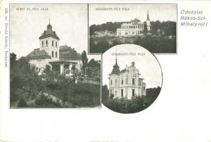 Budapest XVI. Rákosszentmihály, Német Zs., Krajcsovits, Gardovszky villák, Divald Károly 192. sz. (vágott / cut)