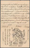 1917 Magyar katona kézzel írt levele, saját kézzel készített rajzzal, 17,5x22 cm