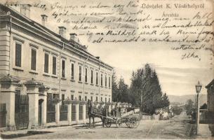 Kézdivásárhely, Targu Secuiesc; Árvaház, Sinkovits Ottó tejreklámja szekéren / orphanage, advertisement on a carriage (fa)