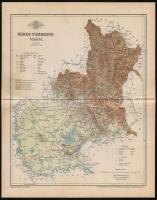 1893 Bereg vármegye térképe, tervezte Gönczy Pál, Pallas Nagy Lexikona, 30x24 cm