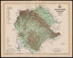 1893 Belovár-Körös vármegye térképe, tervezte Gönczy Pál, Pallas Nagy Lexikona, 30x24 cm