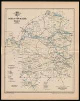 1893 Békés vármegye térképe, tervezte Gönczy Pál, Pallas Nagy Lexikona, 30x24 cm