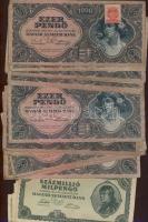 Kis pengő, infla tétel 175db bankjegy, 14 klf T:II