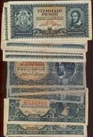 Kis pengő, infla tétel 175db bankjegy, 14 klf T:II