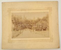 cca 1900 Marosvásárhely, Erzsébet park bejárat, Weinrich Samu fényképész, hátoldalán pecséttel jelzett, kartonra kasírozva, képméret: 13,5 x 20 cm / Targu Mures, park, photo, 13,5 x 20 cm