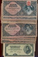 Kis pengő, infla tétel 175db bankjegy, 14 klf T:II