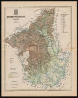 1893 Borsod vármegye térképe, tervezte Gönczy Pál, Pallas Nagy Lexikona, 30x24 cm