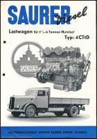 cca 1950 Saurer Typ 4CT1D teherautó reklám prospektusa, műszaki adatokkal, 30x21 cm / Saurer Swiss truck advertisement booklet, 30x21 cm