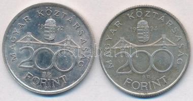 1992. 200Ft Ag "MNB" + 1994. 200Ft Ag "Deák" (2x) T:2 kis patina