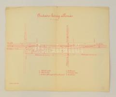 cca 1920 Budaörs község állomás helyszínrajza, Budapest-budafoki helyi érdekű villamos vasút, 1:1000...