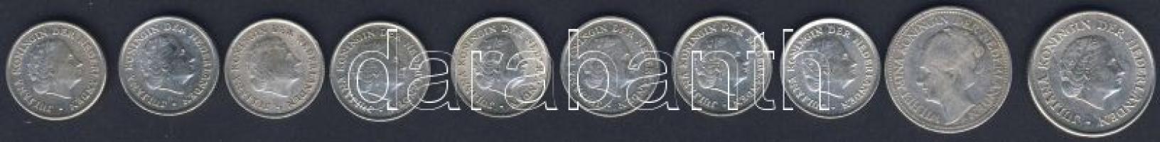 Holland Antillák 1954-66. 1/10G (8x) + 1967. 1/4G + Coracao 1947. 1/4G T:1,1/2,2