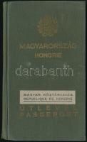 1947-1948  Magyar Köztársaság, átcímkézett útlevél, fényképpzel, 20fr. és 5 fr. okmánybélyegekkel, csehszlovák bejegyzésekkel.