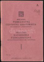 1948 Ideiglenes Határszéli Útiigazolvány megyebirtokosok részére, fényképpel, magyar és cseh nyelven./ 1948 Temporary Border Travel Card, with photo, Hungarian and Czech language.