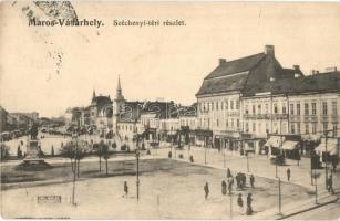 Marosvásárhely, Targu Mures; Széchenyi tér, Márványi Arthur üzlete, Adi Árpád Kossuth nyomdája / square, shops