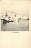 Salve a bordo / K.u.K. Kriegsmarine, Austro-Hungarian Navy battleships shooting, G. Fano Pola 1909-10 (EK)