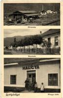 Gyertyánliget, Polyána-Gyertyánliget (Máramaros); Hangya üzlet, Fűrésztelep, utcakép / saw mill, cooperative shop, street view  (Rb)