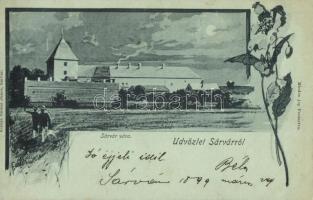 1899 Sárvár, vár este. Stranz János kiadása, floral s: Forrás